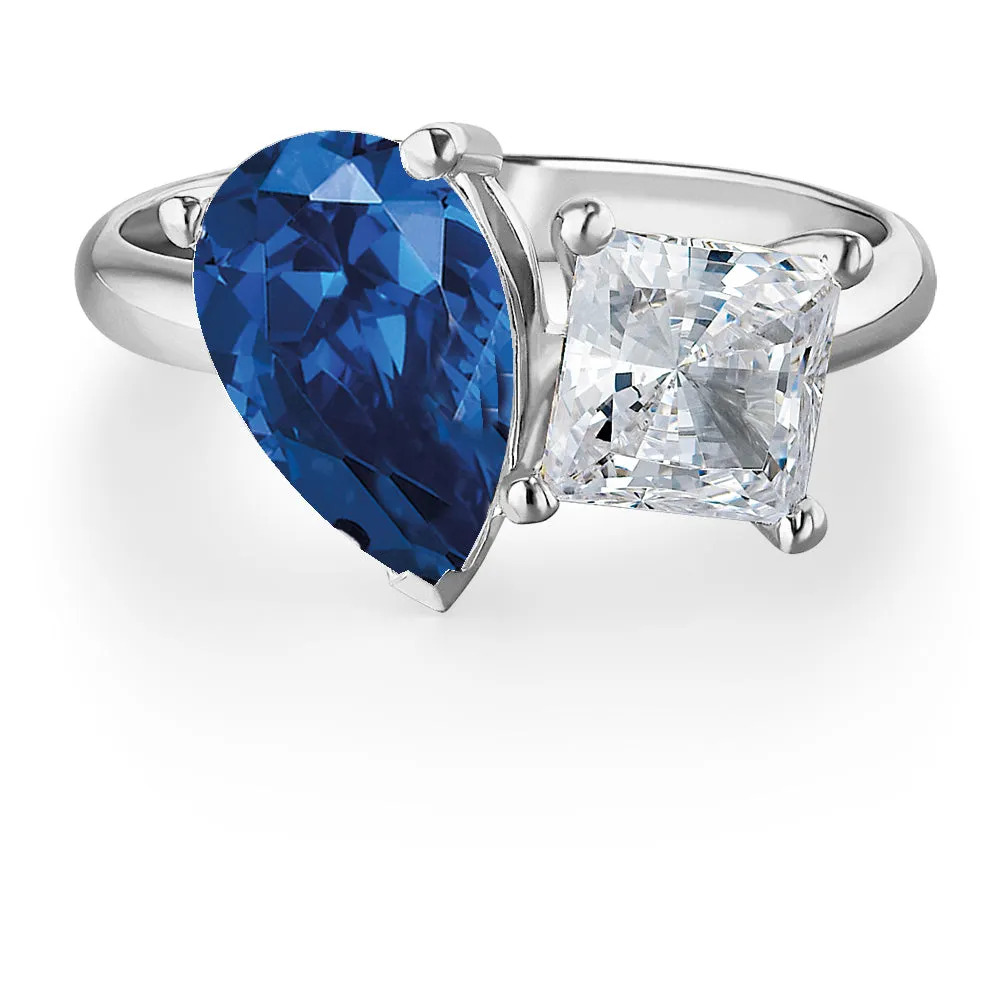 Toi et Moi Tru-Sapphire and Princess Cut Ring