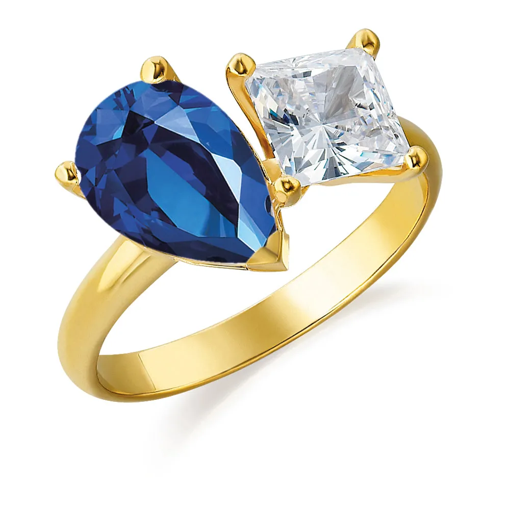 Toi et Moi Tru-Sapphire and Princess Cut Ring