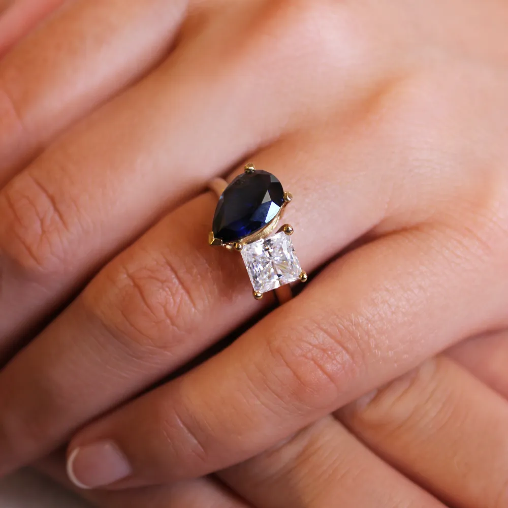 Toi et Moi Tru-Sapphire and Princess Cut Ring