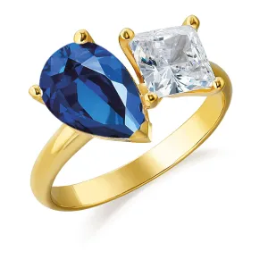 Toi et Moi Tru-Sapphire and Princess Cut Ring