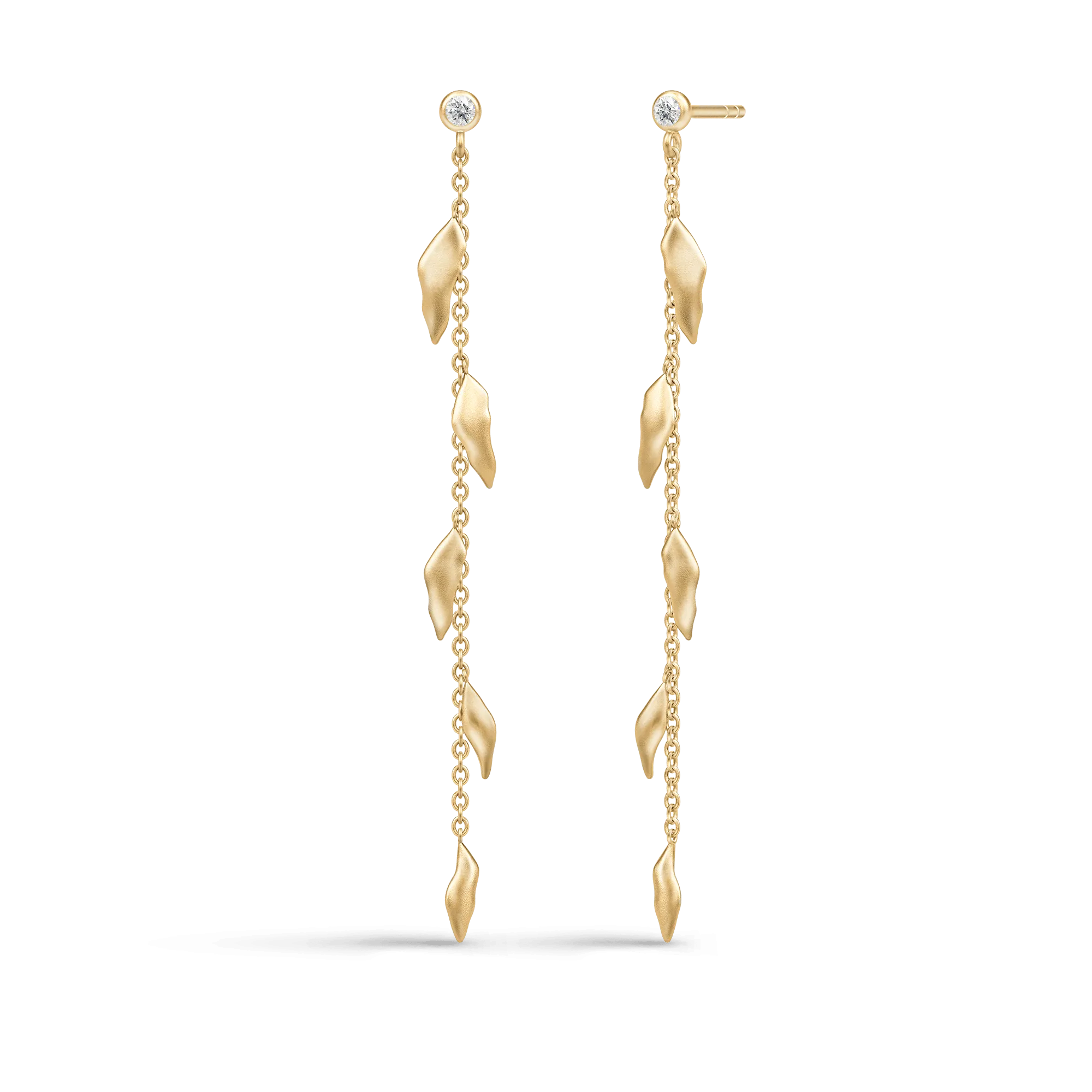 Tree of Life Chain Gold Plated Earrings w. Zirconia