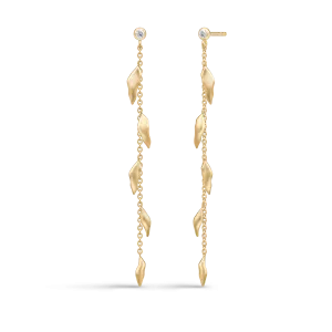 Tree of Life Chain Gold Plated Earrings w. Zirconia