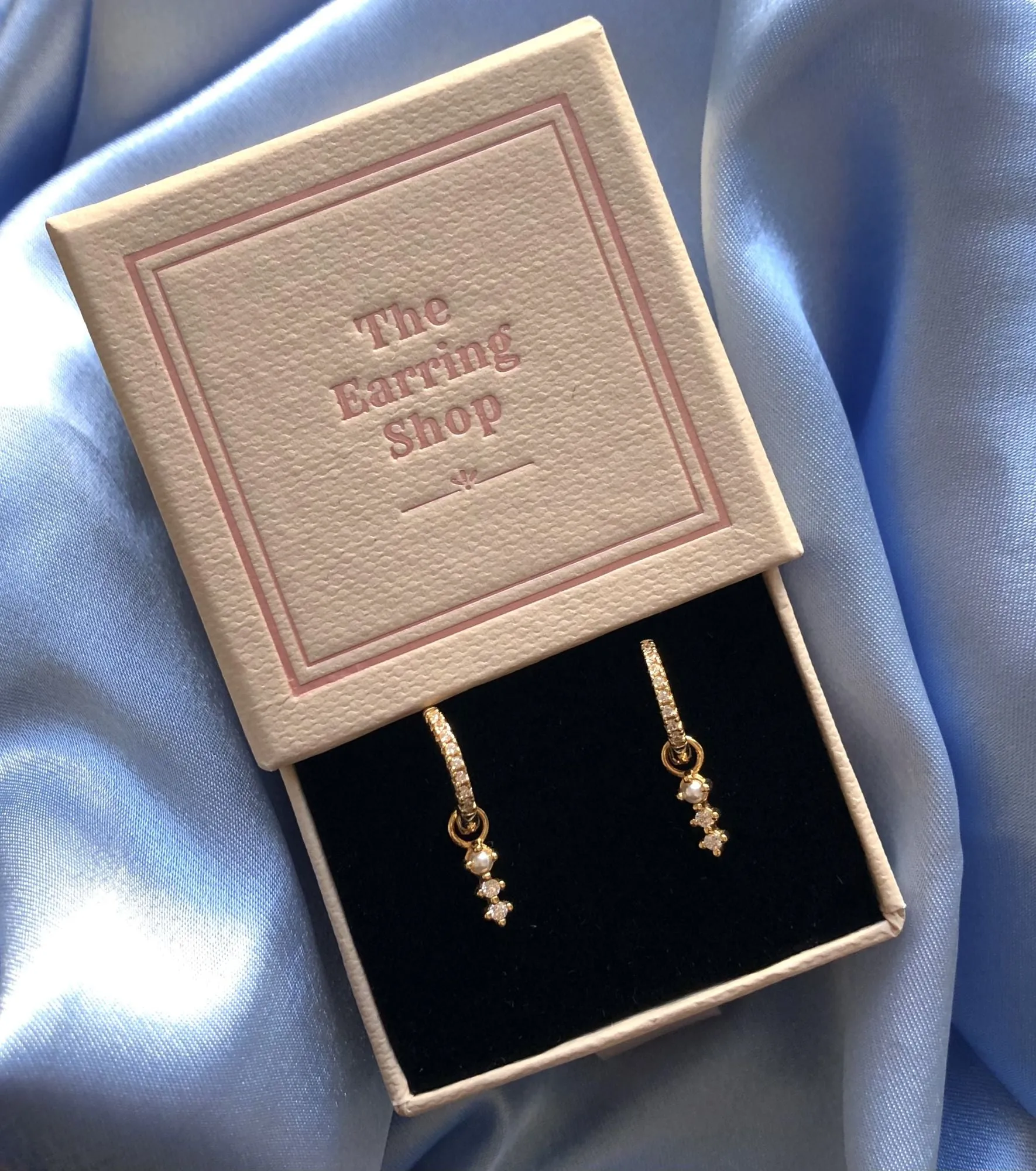 Trinity 18K Gold Plated Stud w. White, Black & Pink Zirconia