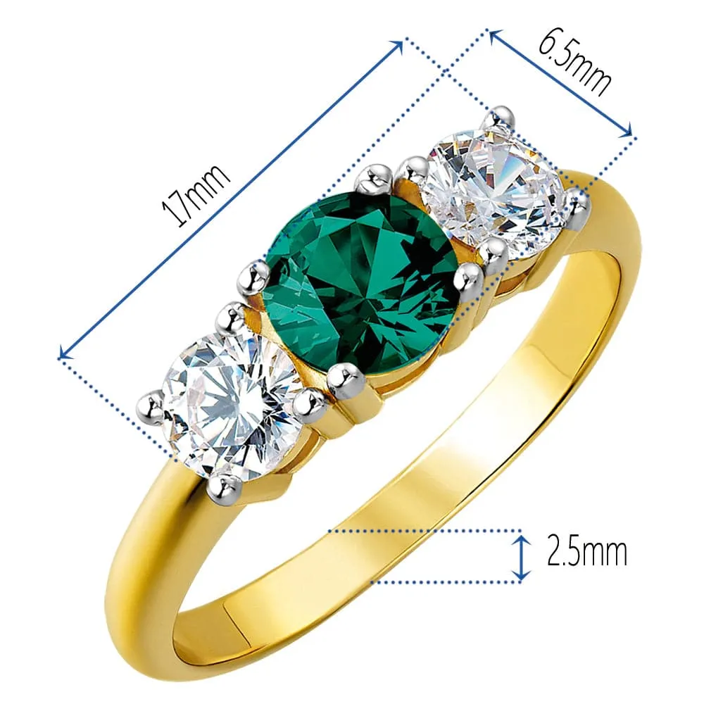 Tru-Emerald Trilogy Ring