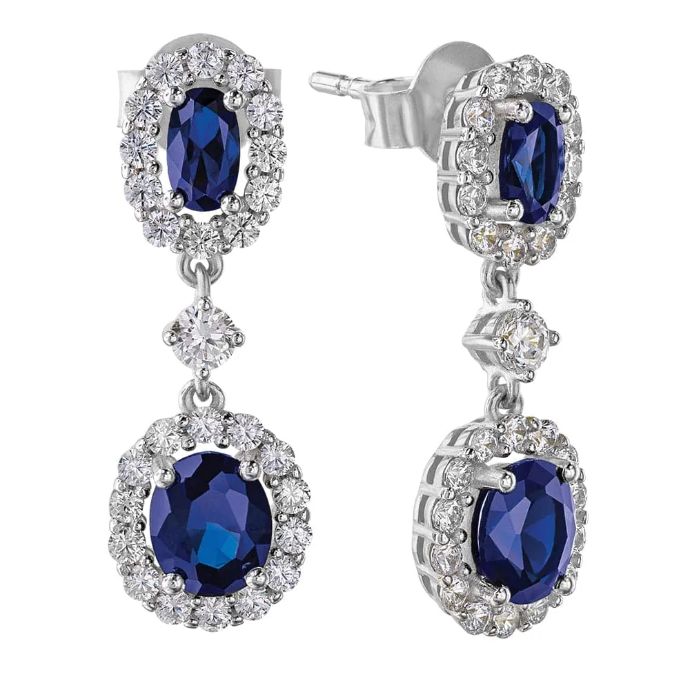 Tru- Sapphire Cluster Drop Earrings