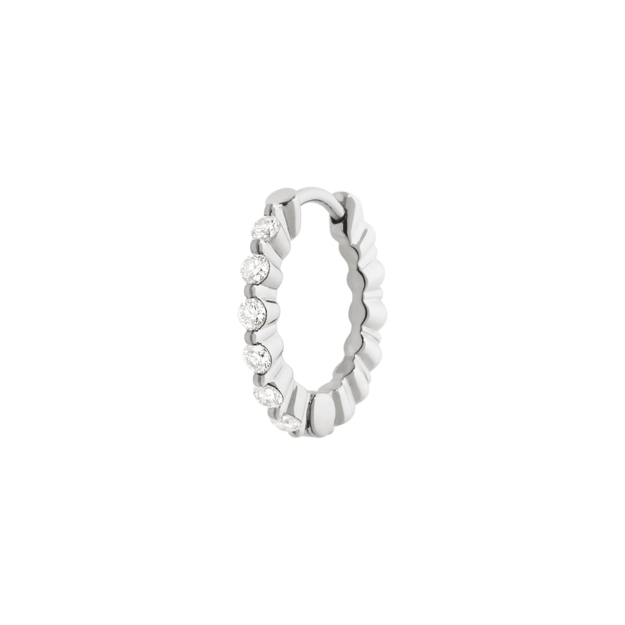 True Romance 10 14K White Gold Huggie w. Lab-Grown Diamonds