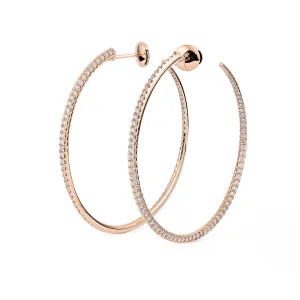 Twisted 45 mm 18K Rosegold Creoles w. Diamonds