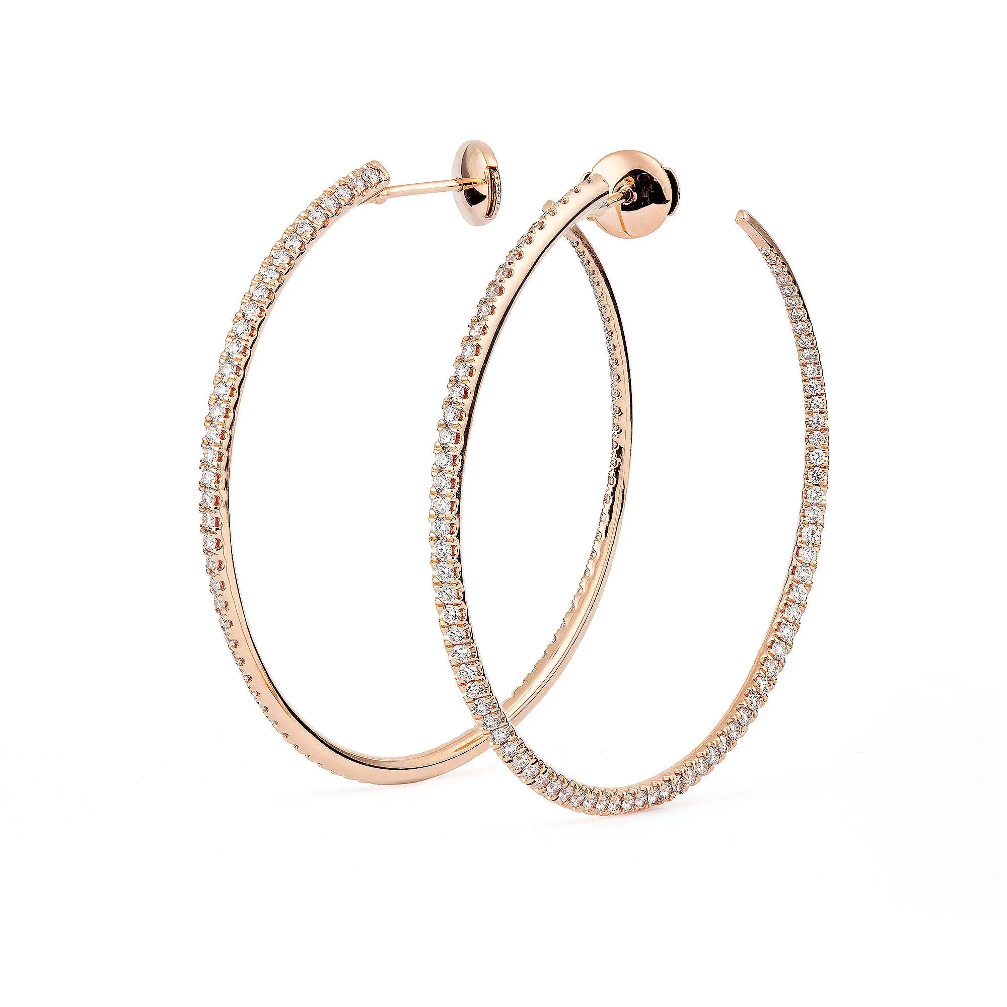 Twisted 45 mm 18K Rosegold Creoles w. Diamonds