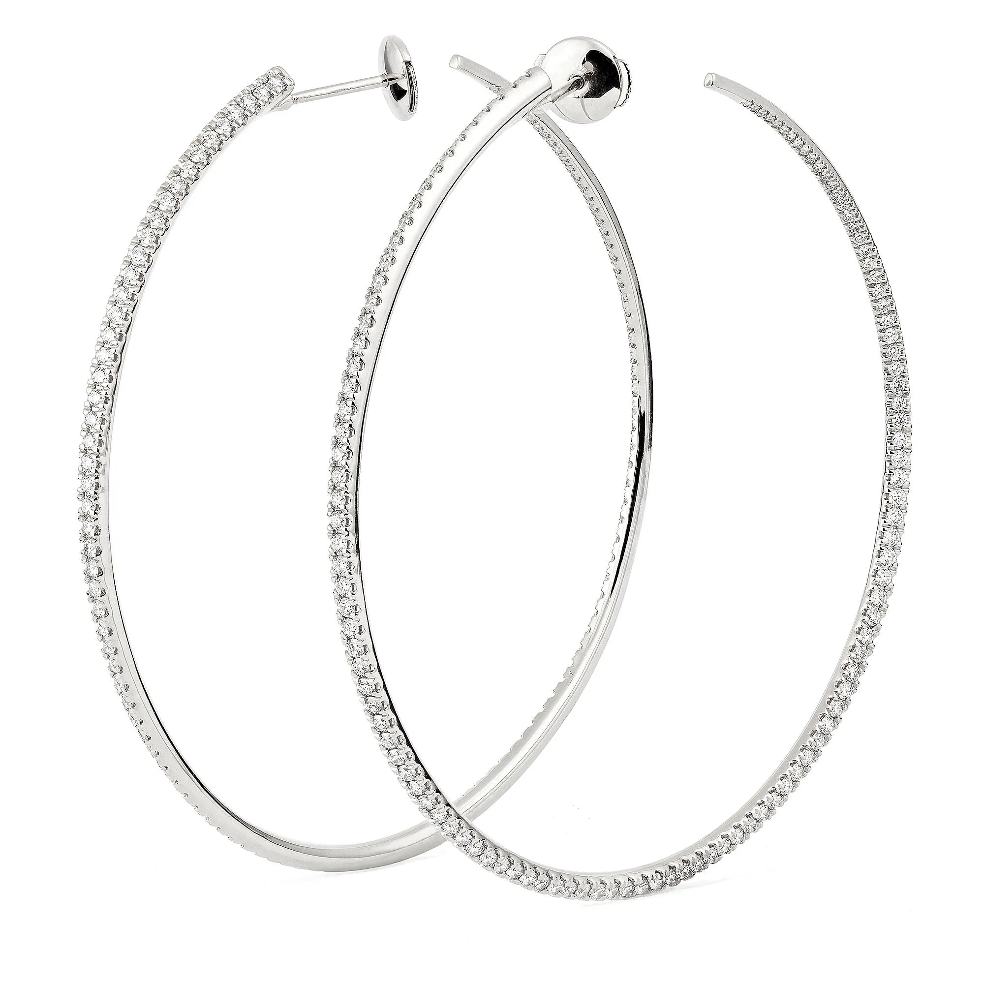 Twisted 60 mm 18K Whitegold Creoles w. Diamonds