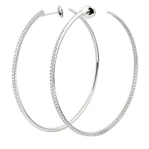 Twisted 60 mm 18K Whitegold Creoles w. Diamonds