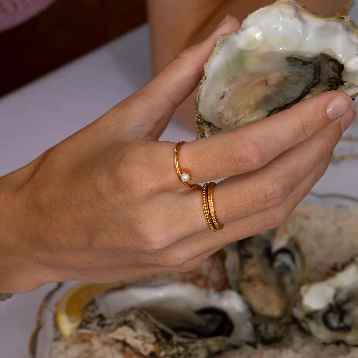 Unicorn 18K Gold Plated Ring w. Pearl