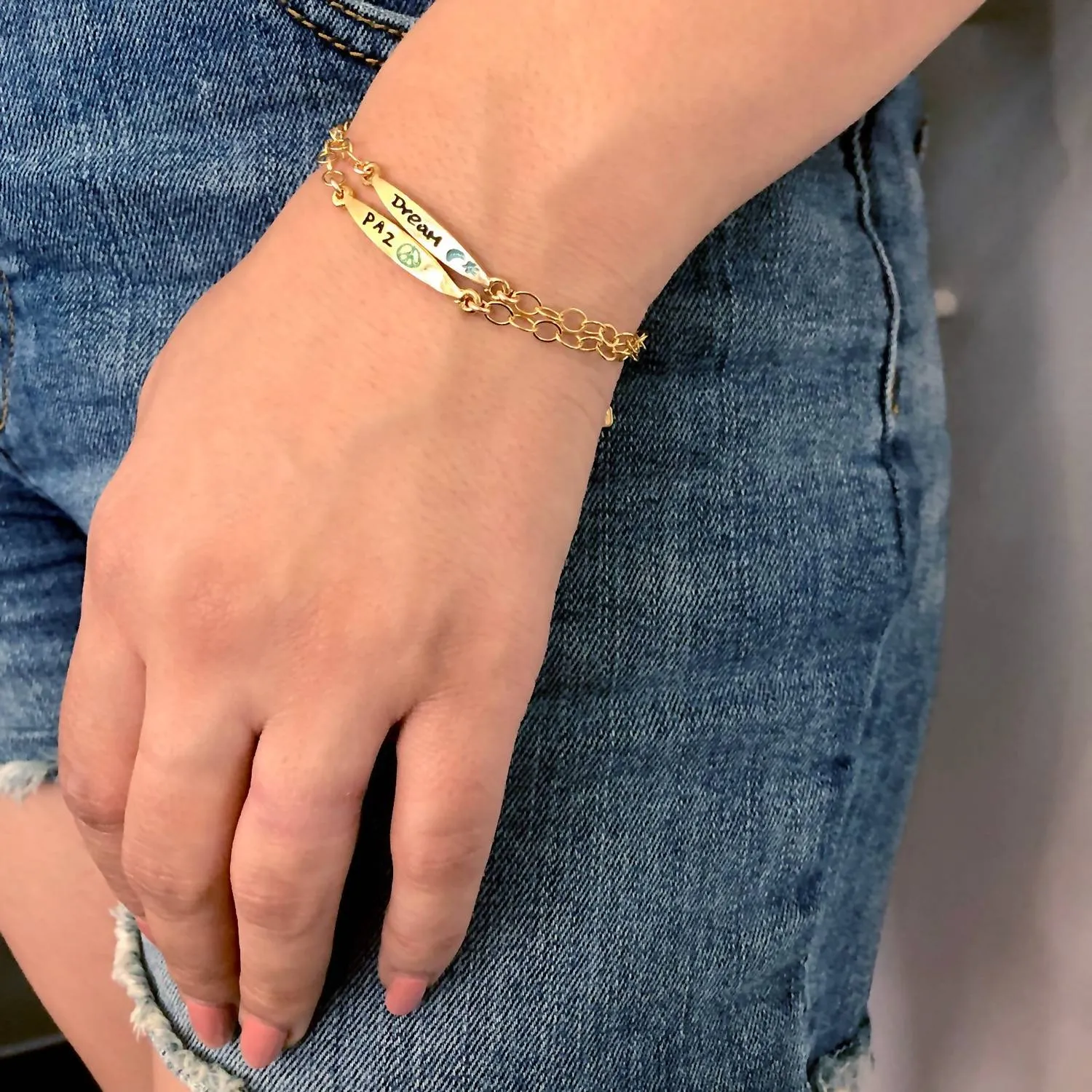 Vermeil Colorful Words Enamel Bracelet - Dream