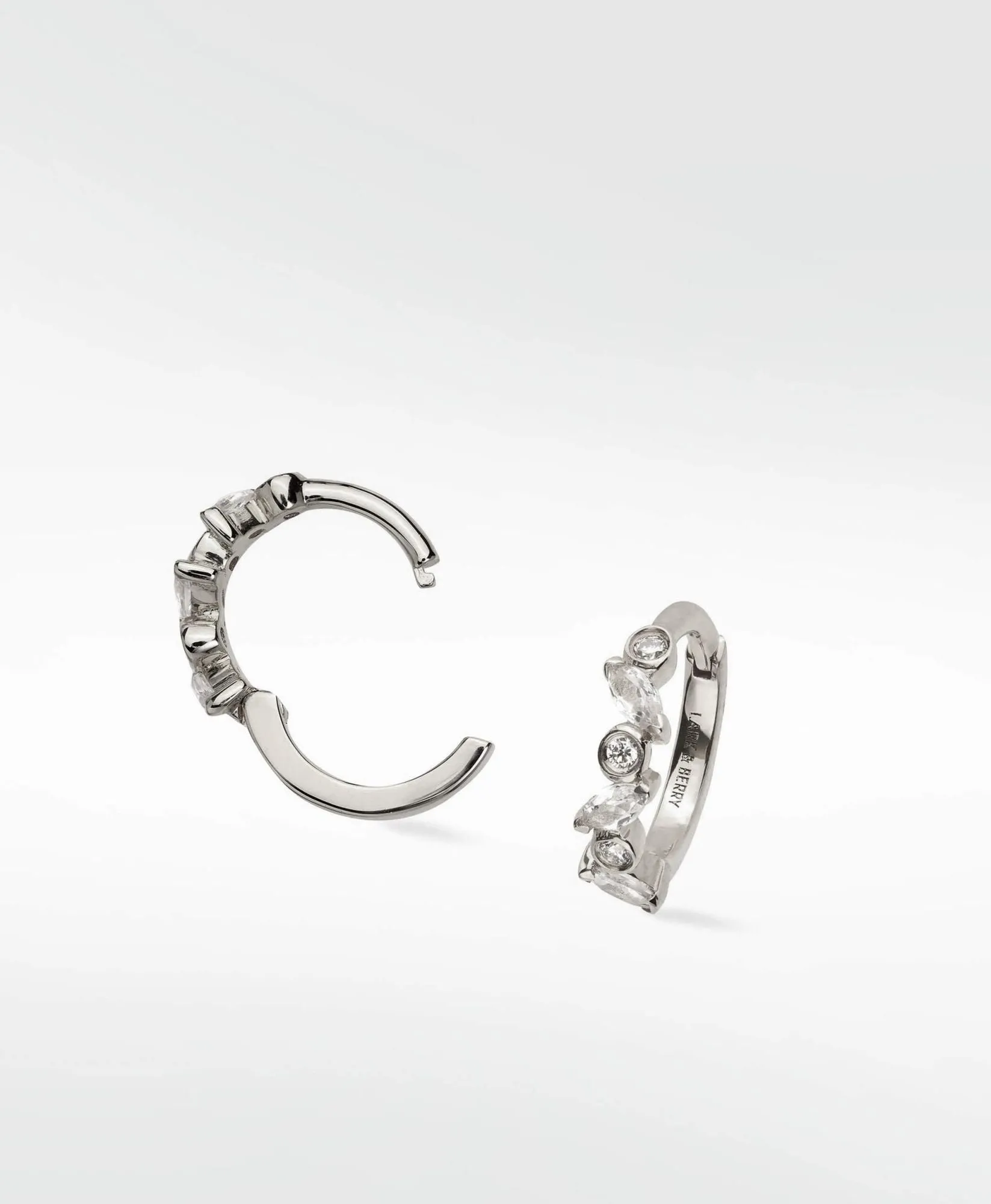 Veto Medium 14K Whitegold Hoop w. Lab-Grown Diamonds & Sapphires
