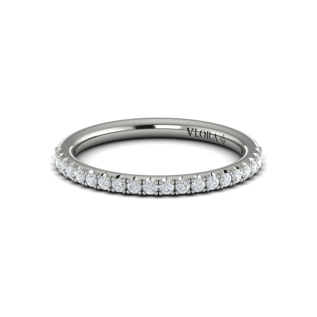 Vlora 14K White Gold Diamond Line Wedding Band