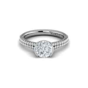 Vlora 14K White Gold Diamond Split Shank half Bezel Engagement Ring