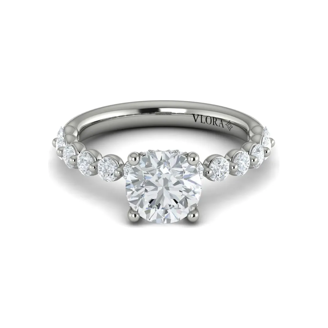 Vlora 14K White Gold Shared Prong Diamond Engagement Ring