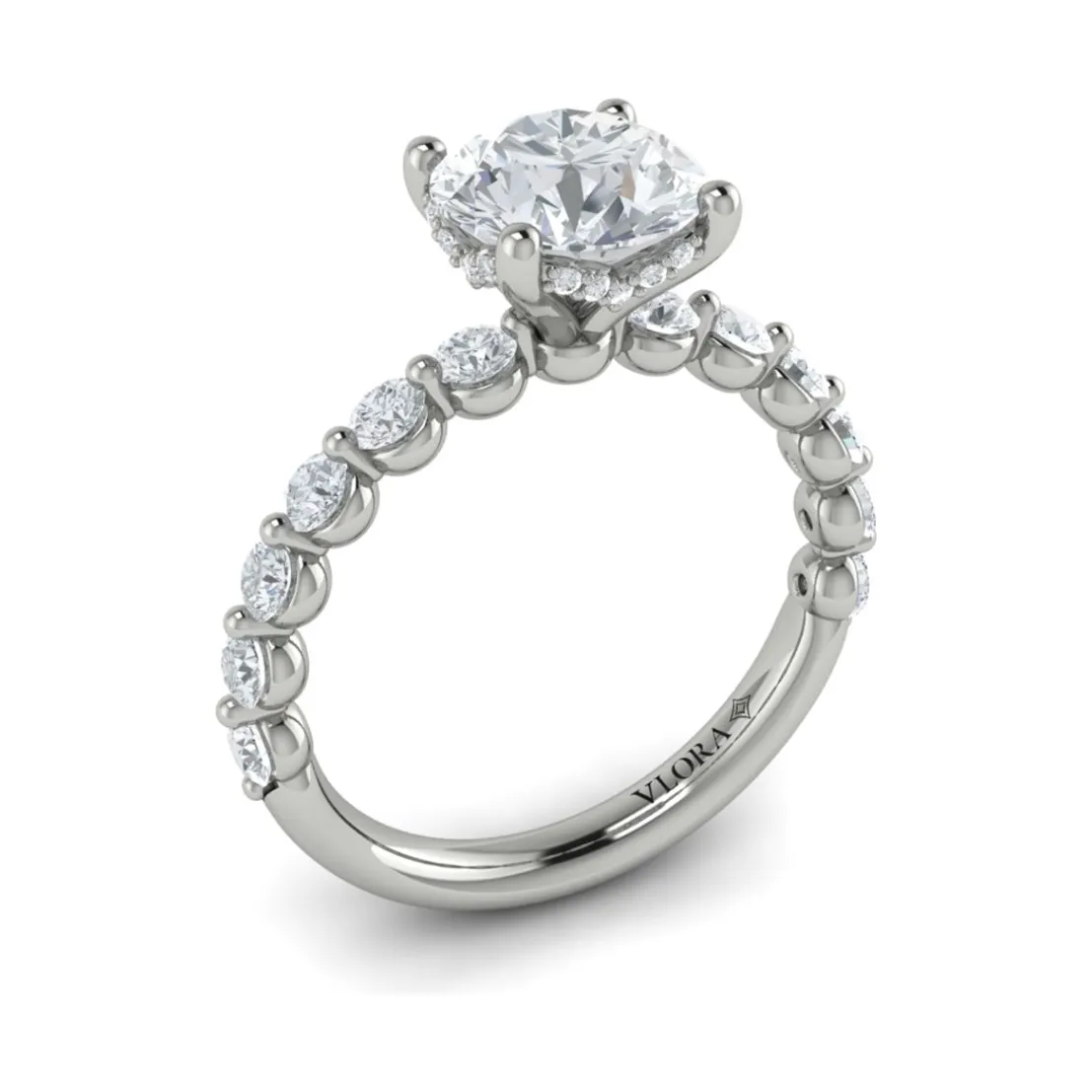 Vlora 14K White Gold Shared Prong Diamond Engagement Ring