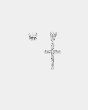 Wild For The Weekend Heaven Sent Crown Cross Earrings Silver