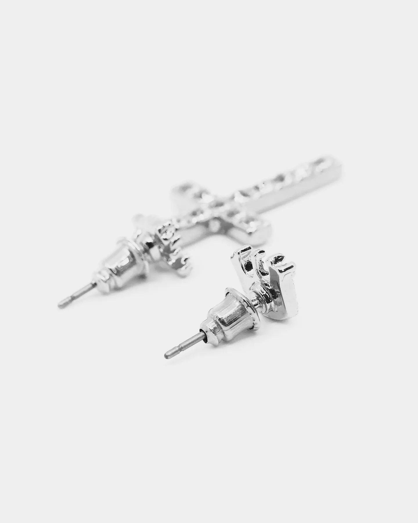 Wild For The Weekend Heaven Sent Crown Cross Earrings Silver