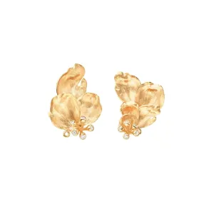 Wild Rose 18K Gold Earrings w. Diamonds