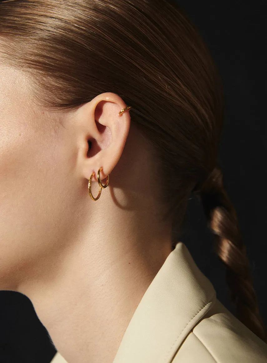 Wire Structured 14K Gold Plated 10 mm Hoop